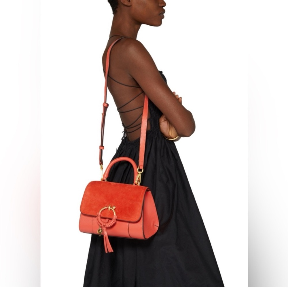 🆕 SEE BY CHLOE JOAN MINI CROSSBODY BAG FLAP TOP HANDLE GIPSY ORANGE LEATHER - Picture 3 of 16